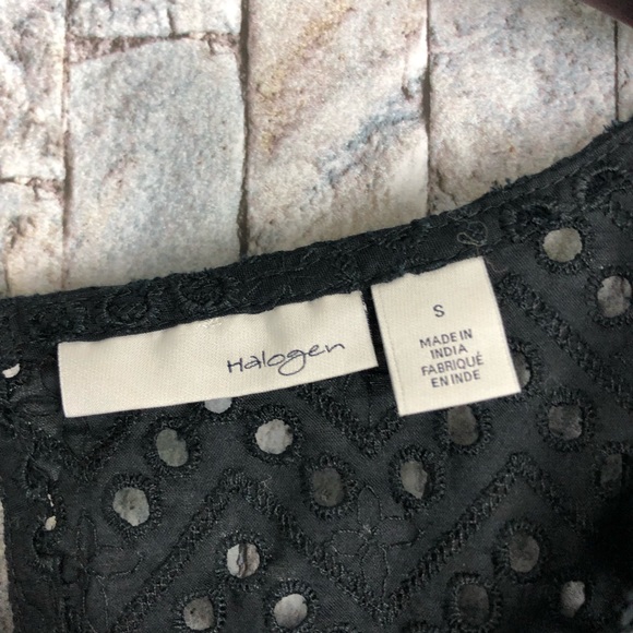 Halogen Black Eyelet Bell Sleeve Top - Picture 3 of 4